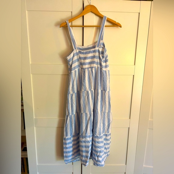Casa Cabana Diane Stripe Linen Blend Midi Dress Size Small Coastal Beach Resort - Picture 7 of 7